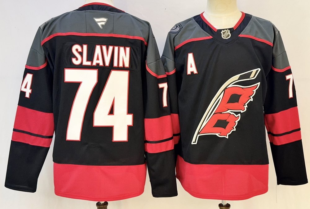 Men's NHL Carolina Hurricanes #74 Jaccob Slavin Fanatics Black Premier Home Jersey