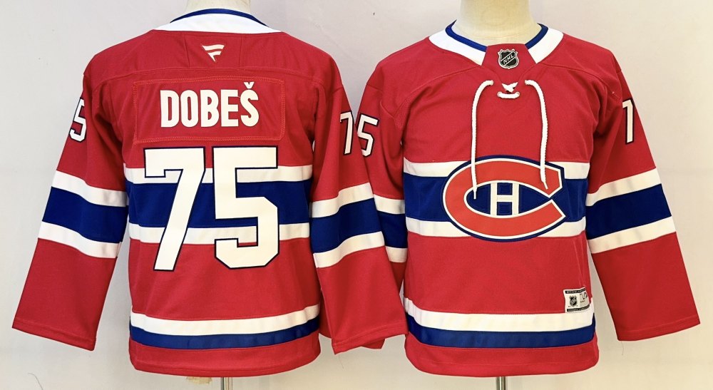 Men's NHL Montreal Canadiens #75 Jakub Dobeš Fanatics Red Premier Home Jersey
