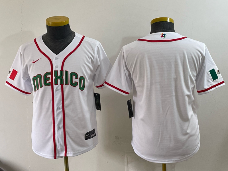 Youth 2026 WBC Team Mexico Nameless Road Stadium Jersey - White