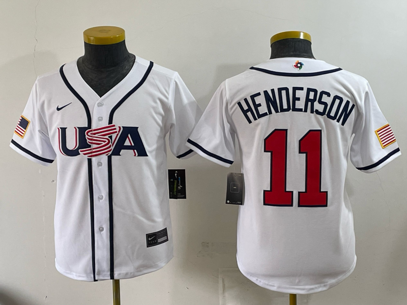 Youth 2026 WBC Team USA #11 Gunnar Henderson Road Stadium Jersey - White