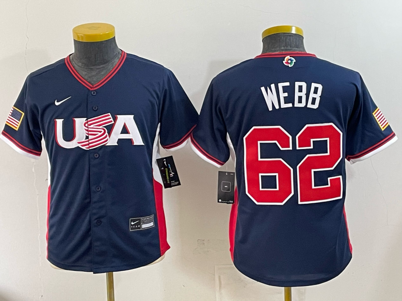 2026 World Baseball Classic Team USA #62 Logan Webb Men's Home Stadium Jersey - Navy