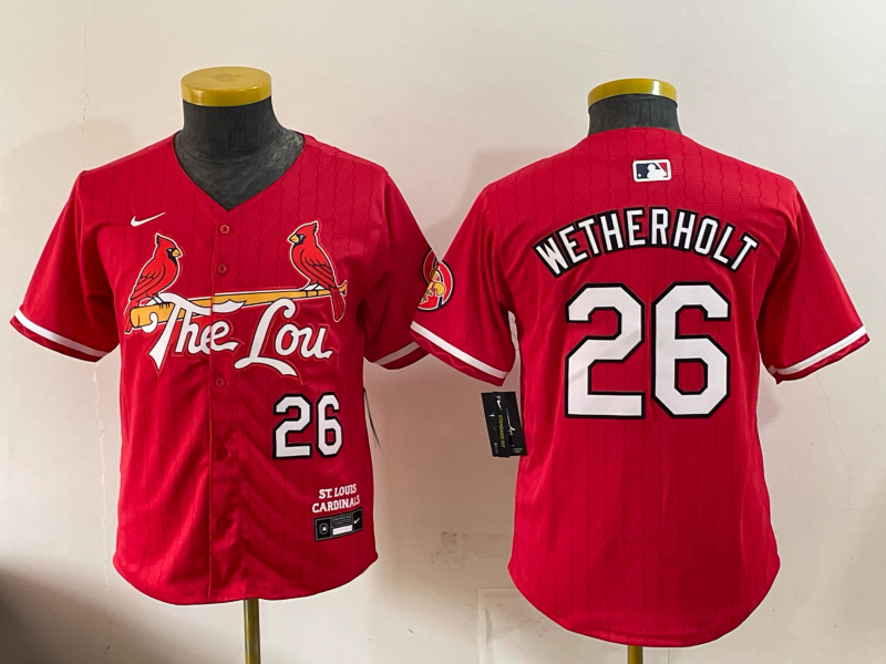 Youth MLB St. Louis Cardinals #26 JJ Wetherholt Nike Red City Connect Limited Jersey