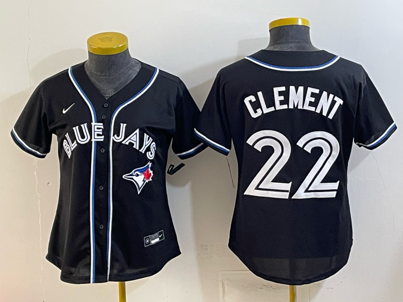 Women's MLB Toronto Blue Jays #22 Ernie Clement 2026 Black Fashion Replica Jersey