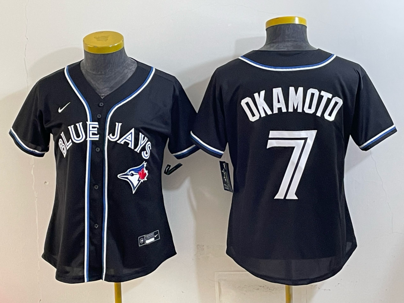 Women's MLB Toronto Blue Jays #7 Kazuma Okamoto 2026 Black Fashion Replica Jersey