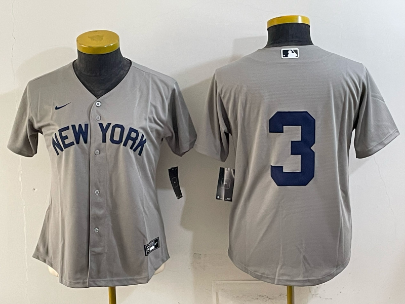 Women's MLB New York Yankees #3 Babe Ruth Nike Gray Road Limited Jersey