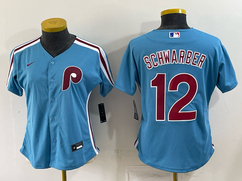 Women's MLB Philadelphia Phillies #12 Kyle Schwarber Nike Blue Alternate Limited Jersey