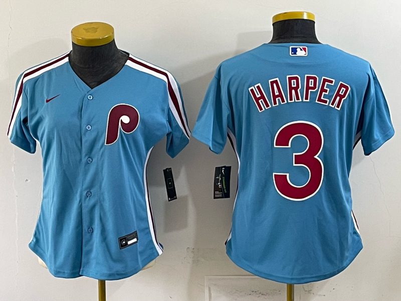 Women's MLB Philadelphia Phillies #3 Bryce Harper Nike Blue Alternate Limited Jersey