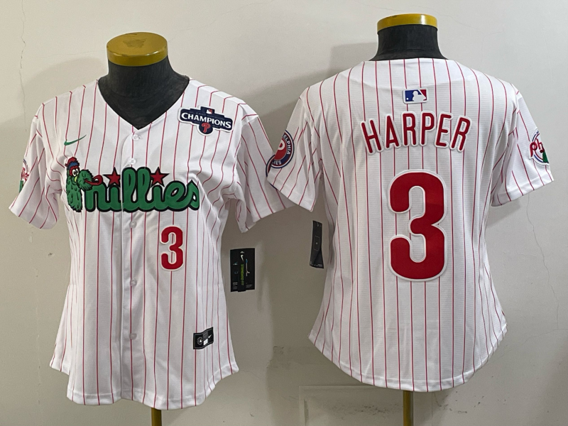 Women's MLB Philadelphia Phillies #3 Bryce Harper Nike White Customized Phanatic Jersey