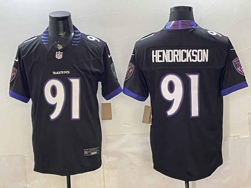 Men's NFL Baltimore Ravens #91 Trey Hendrickson 2026 White Road Sewn Down F.U.S.E Jersey