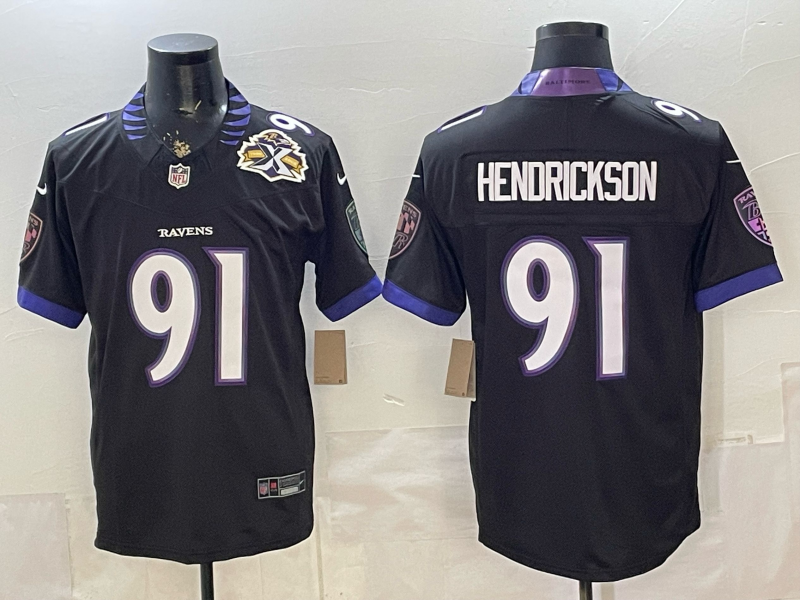 Men's NFL Baltimore Ravens #91 Trey Hendrickson 2026 White Road Sewn Down F.U.S.E Jersey