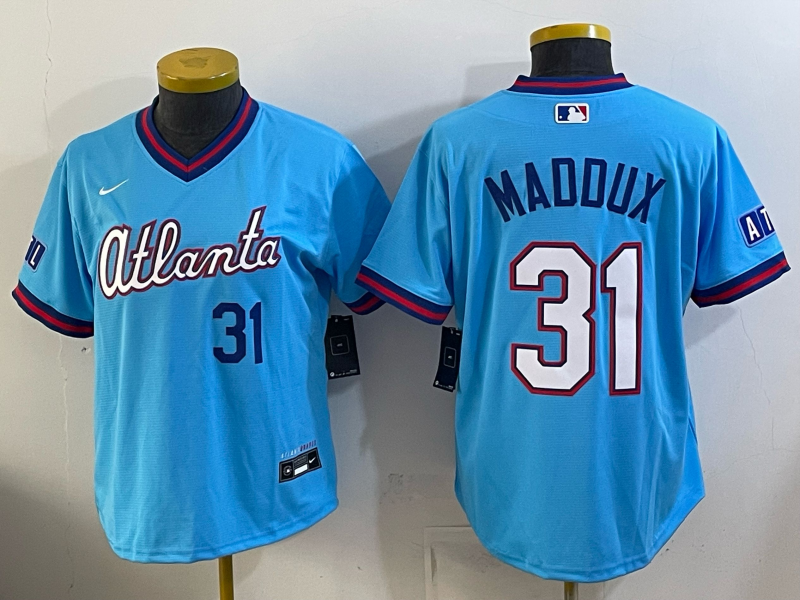 Men's MLB Atlanta Braves #31 Greg Maddux 2026 Blue City Connect Stadium Jersey