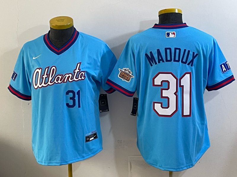 Men's MLB Atlanta Braves #31 Greg Maddux 2026 Blue City Connect Stadium Jersey
