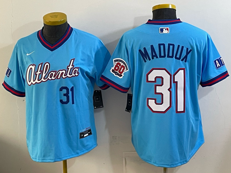 Men's MLB Atlanta Braves #31 Greg Maddux 2026 Blue City Connect Stadium Jersey