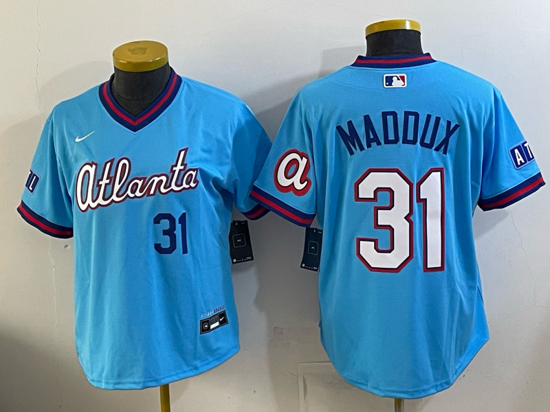 Men's MLB Atlanta Braves #31 Greg Maddux 2026 Blue City Connect Stadium Jersey
