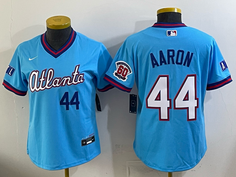 Men's MLB Atlanta Braves #44 Hank Aaron 2026 Blue City Connect Stadium Jersey