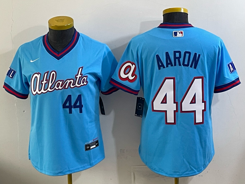 Men's MLB Atlanta Braves #44 Hank Aaron 2026 Blue City Connect Stadium Jersey