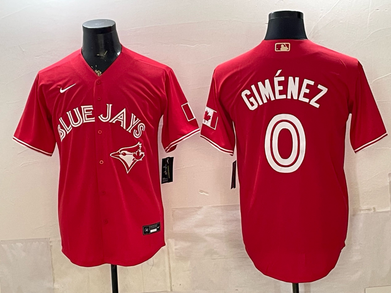 Men's MLB Toronto Blue Jays #0 Andrés Giménez Nike Red Canada Day Replica Jersey