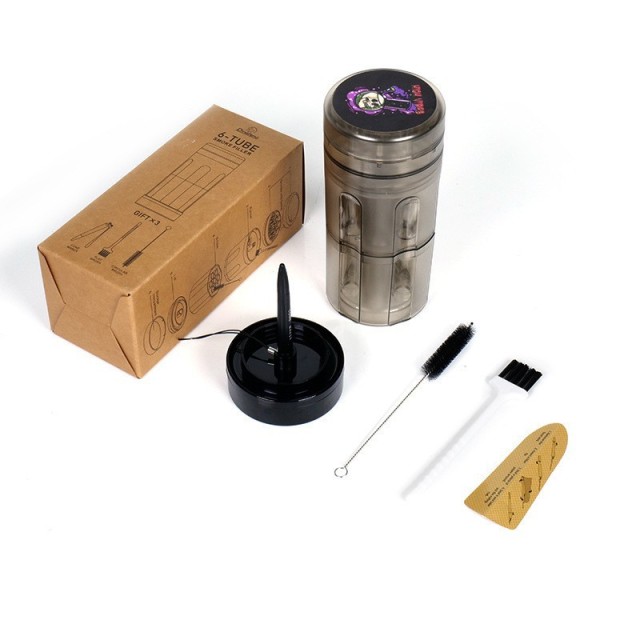 Plastic Herb Grinder Tube 6-in-1 Storage and Grinder | 72mm Portable Multi-Function Grinder Jar with Cone Filling System