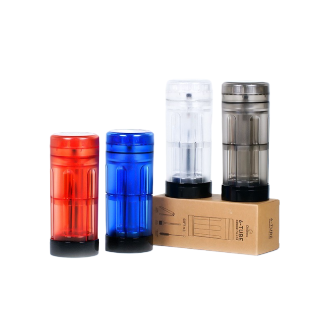 Plastic Herb Grinder Tube 6-in-1 Storage and Grinder | 72mm Portable Multi-Function Grinder Jar with Cone Filling System