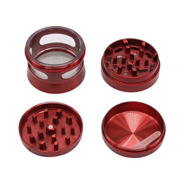 52mm 4-Layer Zinc Alloy Herb Grinder with Side 3-Hole Design | Durable Metal Tobacco Grinder with Mesh Screen & Pollen Catcher