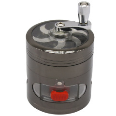 63mm Zinc Alloy Hand Crank Herb Grinder 4 Layers with Pollen Drawer