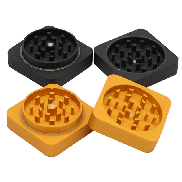 Square Aluminum Herb Grinder 2 Layers 50mm Metal Grinder Tobacco Crusher Portable Smoking Accessories