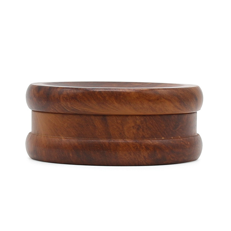 Wooden Herb Grinder 2 Layer 68mm Hand Crank Tobacco Grinder with Metal Teeth, Portable Manual Crusher for Smoking Accessories