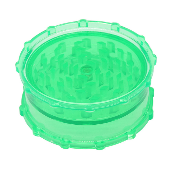 2-Layer Plastic Herb Grinder Transparent Flower Edge Design 53/65/75mm