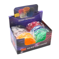 2-Layer Plastic Herb Grinder Transparent Flower Edge Design 53/65/75mm