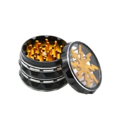 63mm Aluminum Alloy Herb Grinder 4 Layers | Colorful Lightning Pattern Design Tobacco Crusher | Durable Metal Spice Grinder with Sharp Teeth