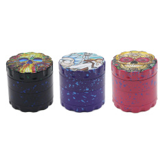 63mm Color Printed Skull Aluminum Alloy Herb Grinder 4-Layer with Pollen Catcher