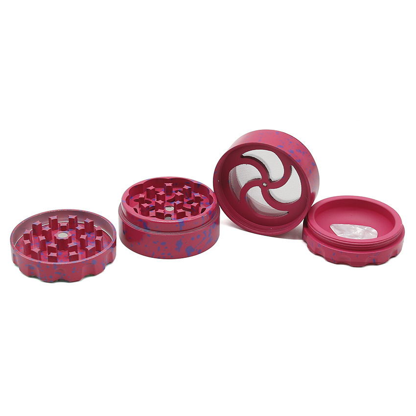 63mm Color Printed Skull Aluminum Alloy Herb Grinder 4-Layer with Pollen Catcher