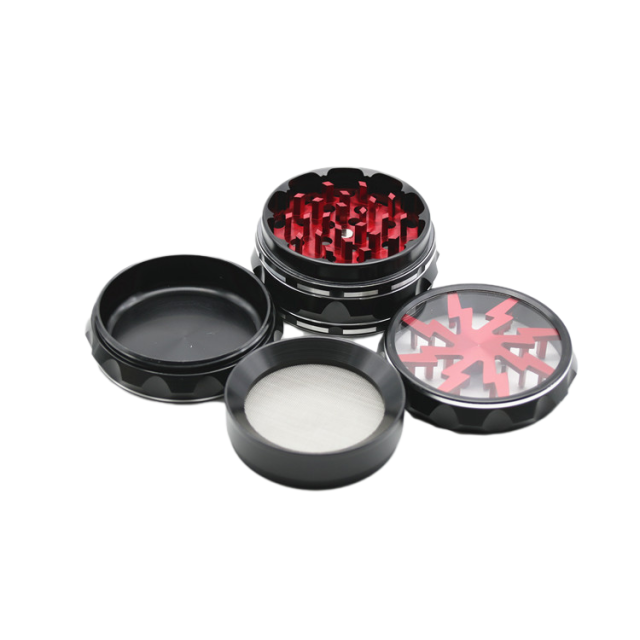 63mm Aluminum Alloy Herb Grinder 4 Layers | Colorful Lightning Pattern Design Tobacco Crusher | Durable Metal Spice Grinder with Sharp Teeth