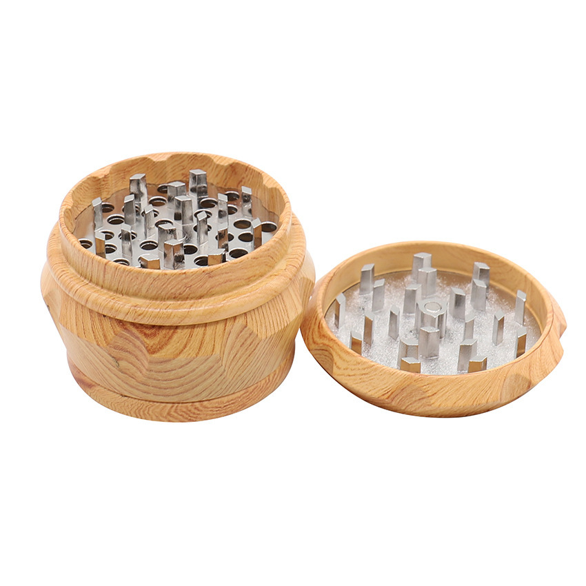 63mm 4-Layer Wooden Metal Herb Grinder with Zinc Alloy Teeth, Magnetic Lid and Pollen Catcher