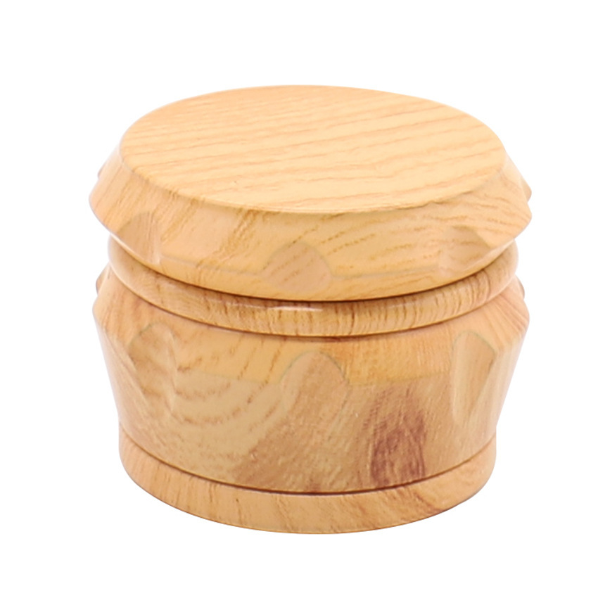 63mm 4-Layer Wooden Metal Herb Grinder with Zinc Alloy Teeth, Magnetic Lid and Pollen Catcher