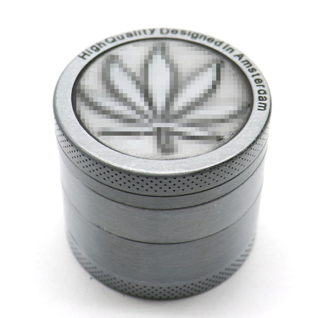 40/50/63mm 4-Layer Zinc Alloy Herb Grinder with Leaf Engraving | Durable Metal Grinder with Sharp Teeth & Pollen Catcher
