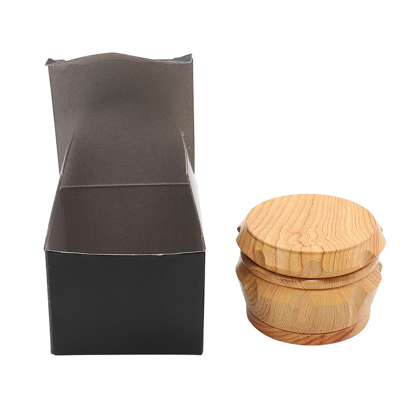 63mm 4-Layer Wooden Metal Herb Grinder with Zinc Alloy Teeth, Magnetic Lid and Pollen Catcher