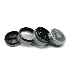 40/50/63mm 4-Layer Zinc Alloy Herb Grinder with Leaf Engraving | Durable Metal Grinder with Sharp Teeth & Pollen Catcher