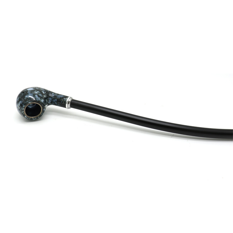 Carved Resin Long Stem Smoking Pipe – 410mm Blue Porcelain Pattern with Gift Box