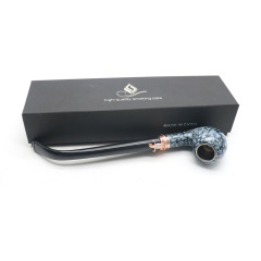 Resin Long Stem Smoking Pipe – Carved Floral Design, 245mm Classic Tobacco Pipe with Gift Box