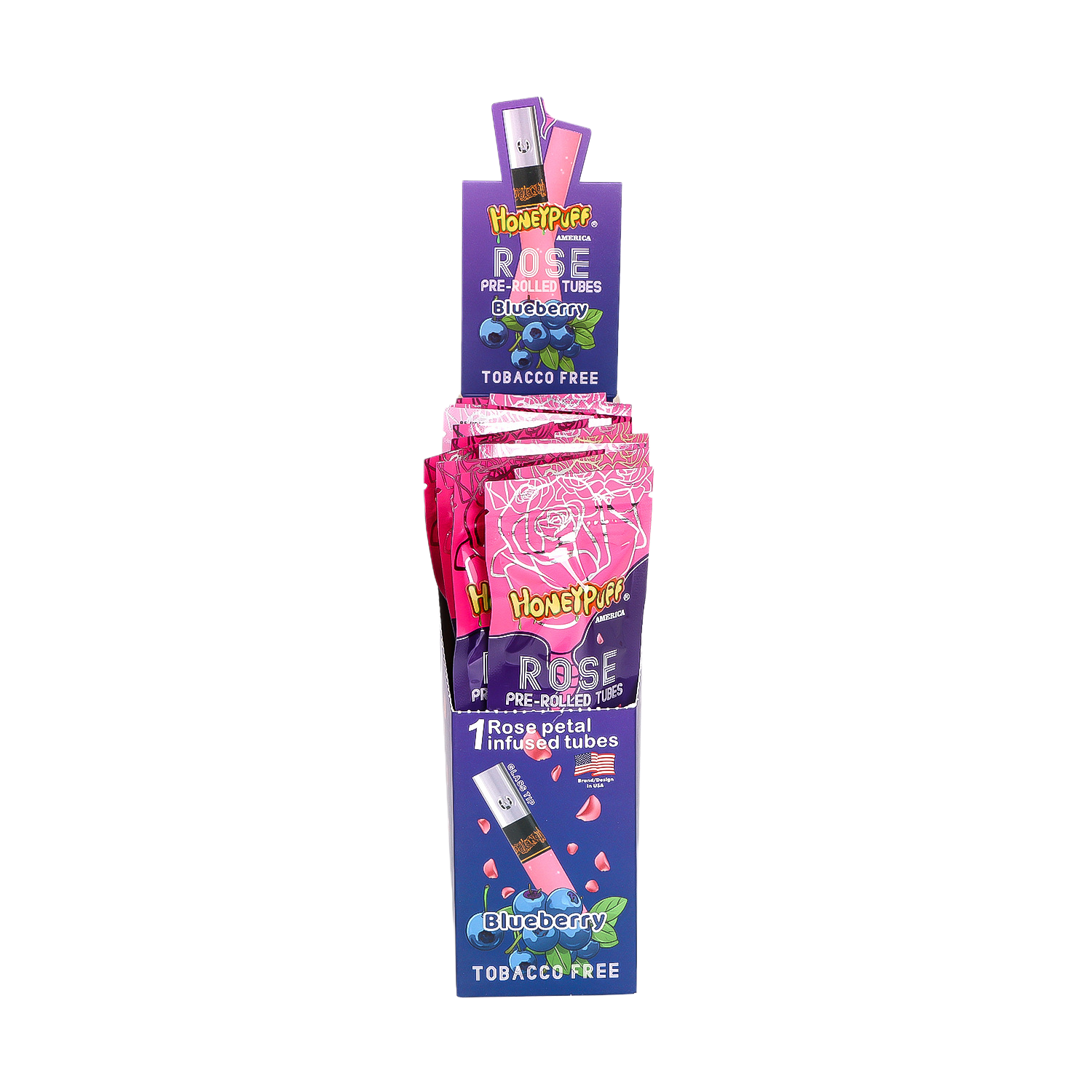Honeypuff Rose Petal Pre-Rolled Tubes – Watermelon Flavor, 110mm, Display Box