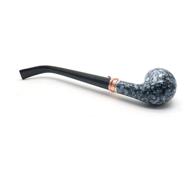 Resin Long Stem Smoking Pipe – Carved Floral Design, 245mm Classic Tobacco Pipe with Gift Box