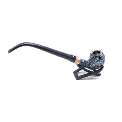 Resin Long Stem Smoking Pipe – Carved Floral Design, 245mm Classic Tobacco Pipe with Gift Box