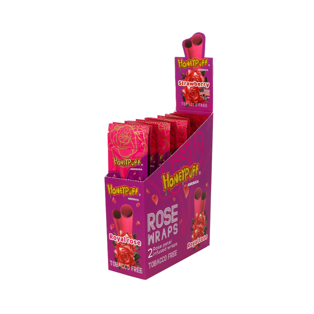 Honeypuff 110mm Rose Petal Wraps – Purple Grape Flavor, 2 Wraps/Pack, Display Box