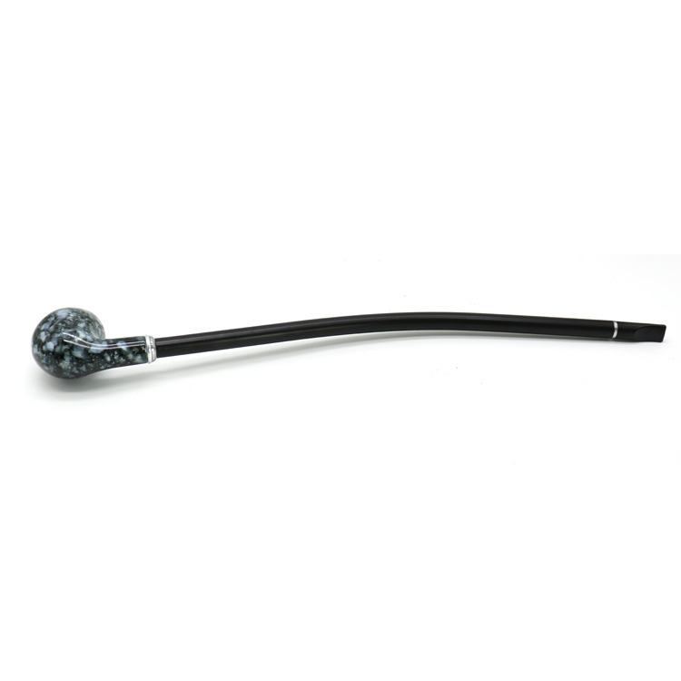 Carved Resin Long Stem Smoking Pipe – 410mm Blue Porcelain Pattern with Gift Box