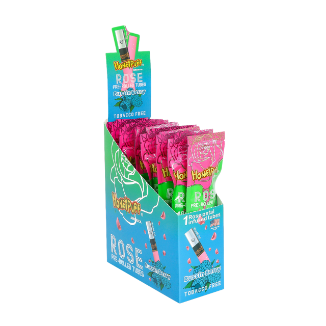 Honeypuff Rose Petal Pre-Rolled Tubes – Watermelon Flavor, 110mm, Display Box