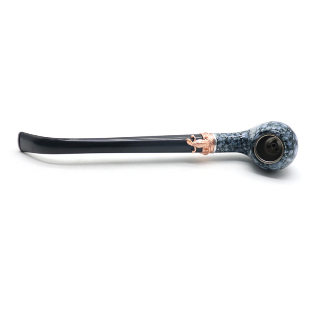 Resin Long Stem Smoking Pipe – Carved Floral Design, 245mm Classic Tobacco Pipe with Gift Box
