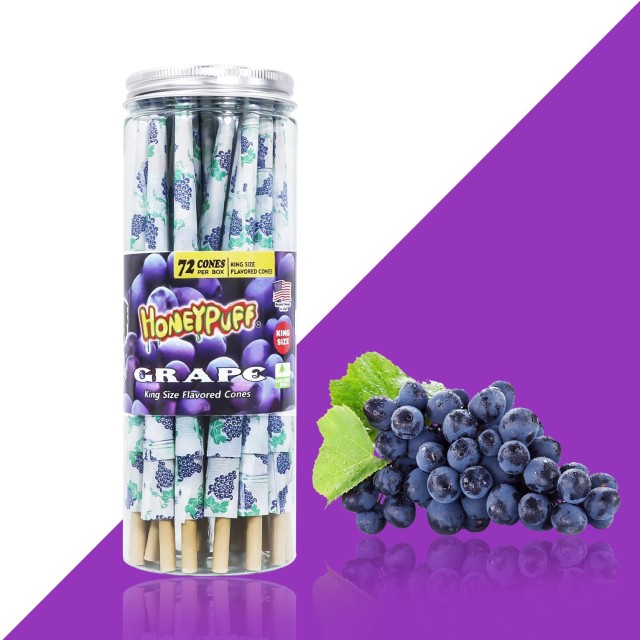 Honeypuff Pre-Rolled Cones – 110mm King Size Flavored Rolling Papers (Fruit Print, 72 Cones Jar)