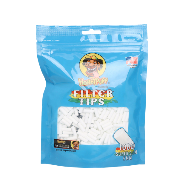 Honeypuff 5mm Slim Cotton Filter Tips with Rolling Paper – 1000pcs Bag