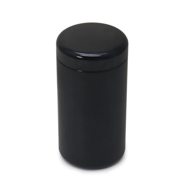 Large Black Glass Storage Jar – Airtight Herb & Tobacco Container (80×150mm)